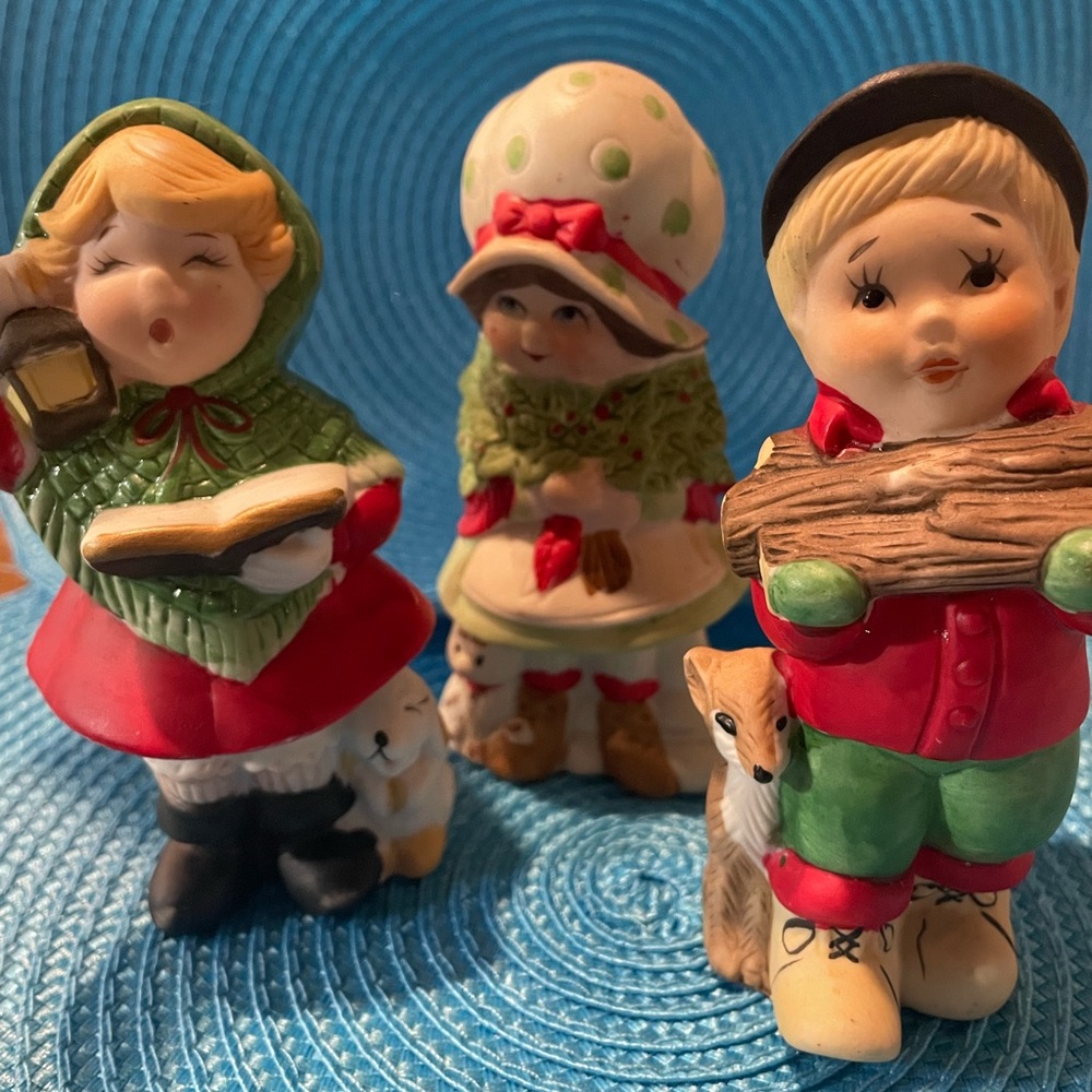 3 Vintage Jasco Christmas pomander porcelain figurine Handcrafted in Taiwan